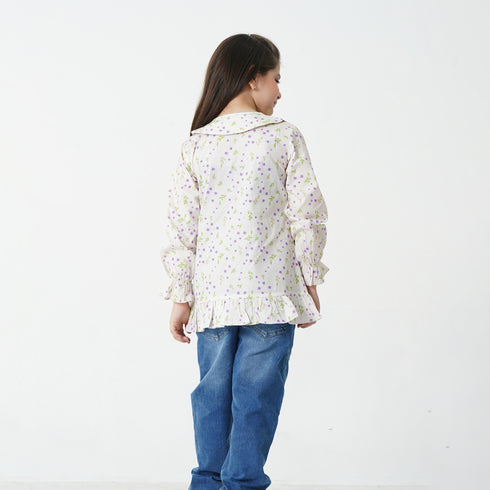 Printed Frilled Top